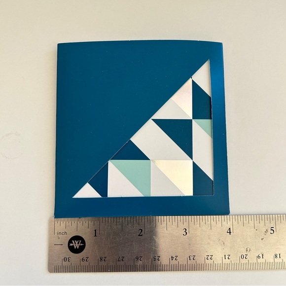 New Set of 10 Geometric Teal and Shiny Silver Art Gift Card Holder To From Cards - Picture 10 of 10